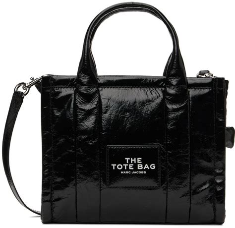 Marc Jacobs Black Mini The Shiny Crinkle Tote SSENSE UK