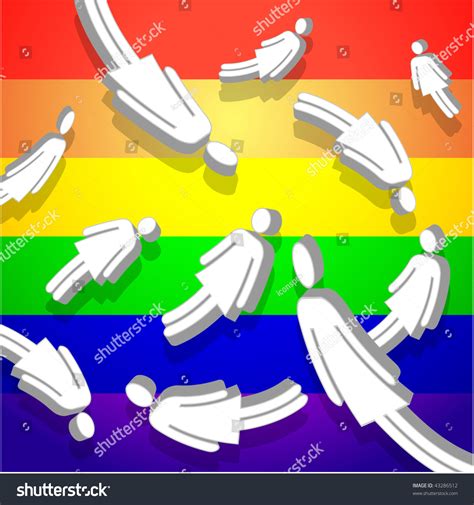 Lesbian Stick Figures Rainbow Original Vector
