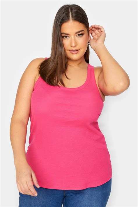 Yours Plus Size Hot Pink Racer Back Vest Top Yours Clothing