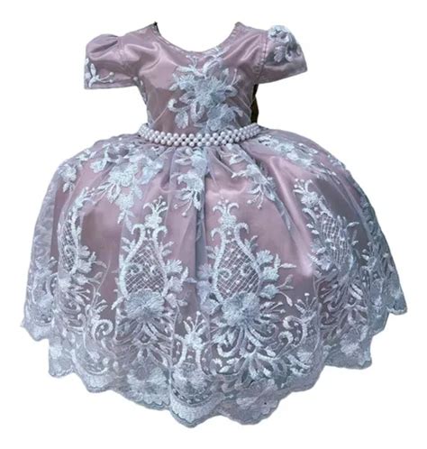 Vestido Infantil Nude Casamentos Damas C Renda Realeza Luxo Frete grátis