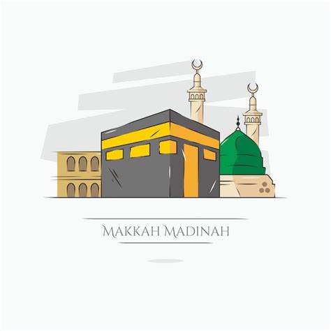 Premium Vector Kaaba Mecca And Medina Illustration Mecca Islamic Artwork Islamic Design