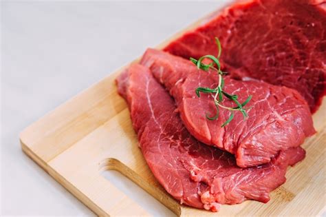 Premium Photo Fresh Pork Raw Fillet On Wooden Board Red Beef Meat On