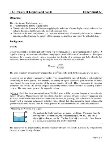 Density Of Solids Experiment