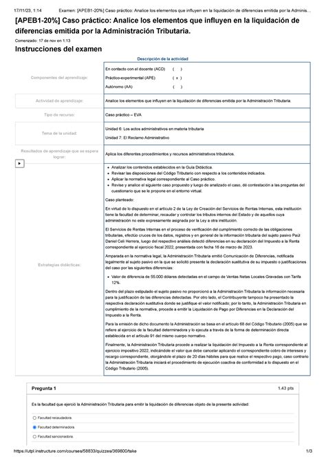 Examen Ns Apeb Caso Pr Ctico Analice Los Elementos Que