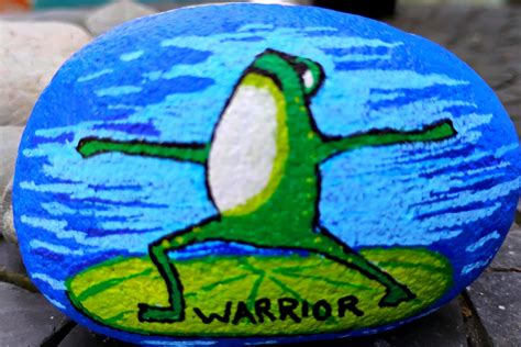 Emotional Support Rock Frog Hand Painted Rock With Quote Warrior Frog