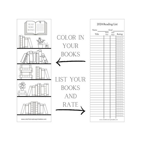 Printable Bookmark Reading Log Tracker Reading Journal Reading