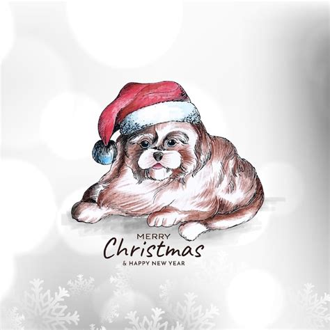 Fondo De Festival De Feliz Navidad Con Hermoso Dise O De Perro Vector