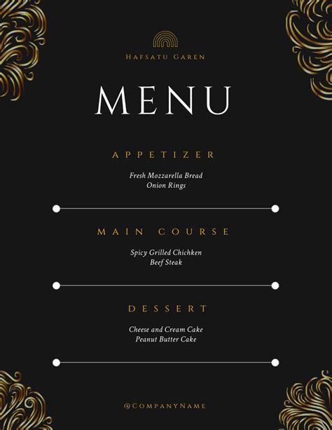 Black Classic Simple Ornament Menu Venngage