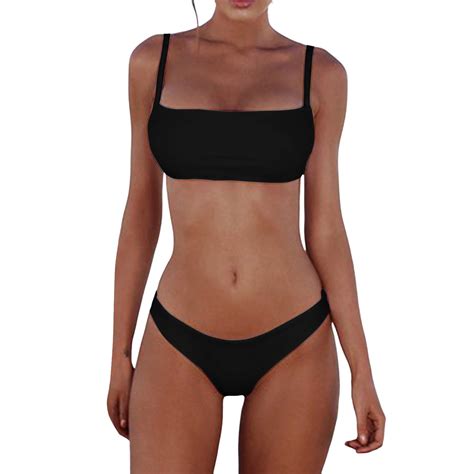Bobogojp Bikini Set For Women High Waisted Two Piece Swimsuits Women Bandeau Bandage Bathing