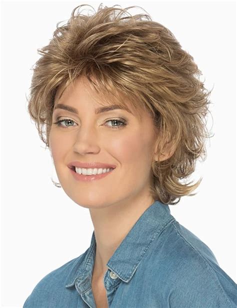 Amazon TISHINING Pixie Cut Short Hair Wigs For White Women Blonde Mixed Brown Wavy Layered