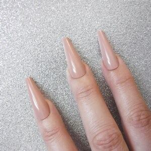 Long Coffin Beige False Nails Nude Look Etsy