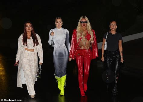 Chloe Sims Oozes Sex Appeal In Busty Red Pvc Bra And Trousers As She Joins Sisters Frankie And