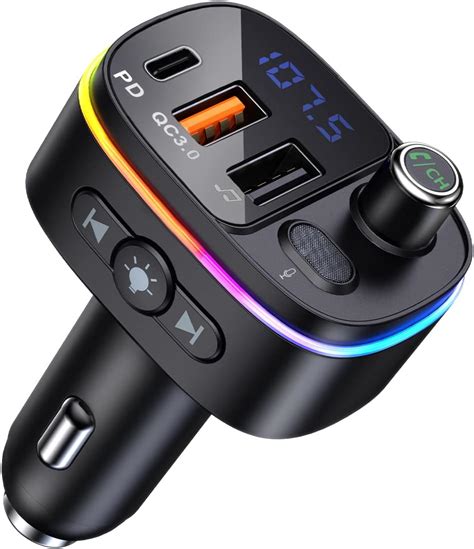 VOODII FM Transmitter Auto Bluetooth 5.0, KFZ Transmitter für Auto ...