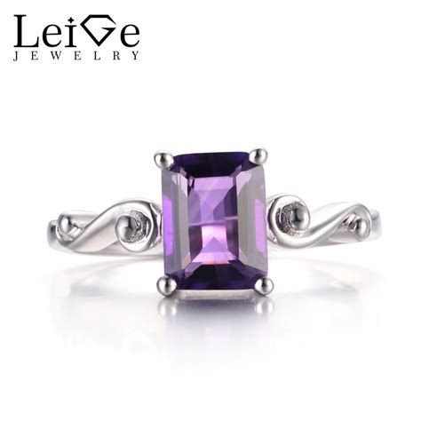 Leige Jewelry Anillos De Amatista Natural Para Mujer Gemas P Rpuras De