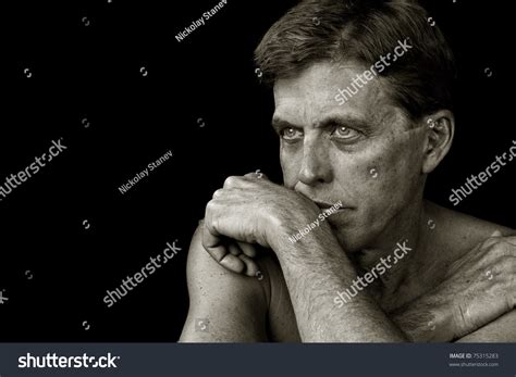Handsome Naked Man Thoughtful Pose Isolated Stock Photo Shutterstock