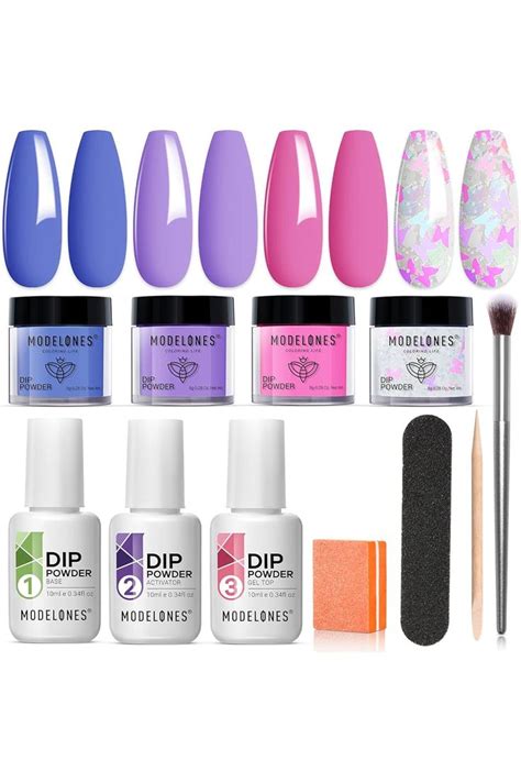 Modelones Dip Powder Nail Kit Starter Colors Nude Pink Bubble Bath