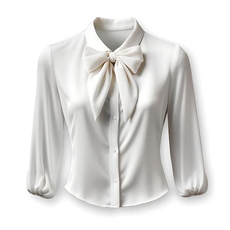 Premium Photo Design Of Blouse Made Of Silk With A Pussy Bow Neckline And A Relaxed Isolated