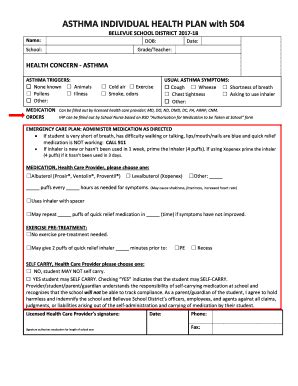 Sample 504 Plan For Asthma Fill Online Printable Fillable Blank