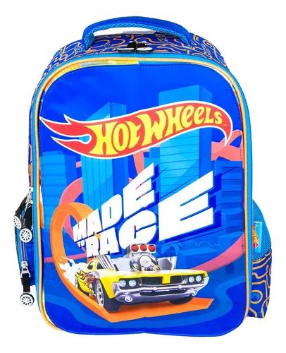 Mochila Hot Wheels Escolar Para Niño Frente Cambiable Color Azul Acero Diseño De La Tela Liso