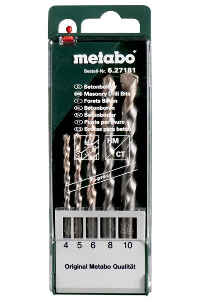 Набор сверл Metabo по бетону HM Pro 4-10mm 5шт 627181000 - купить по ...