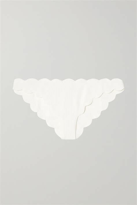 Marysia Swim Antibes Scalloped Stretch Crepe Bikini Briefs White