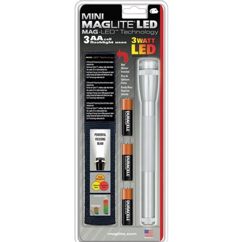 Mini Maglite Led Flashlight Holster Pack Silver New Discount Depot