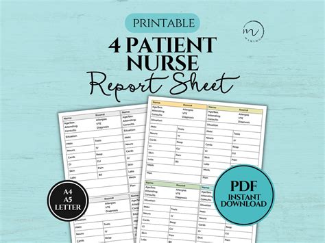 4 Patient Report Sheet Hospice Nursing Sheets Med Surg Nurse Brain Sheet Patient Reporting