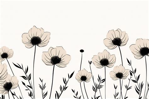 Line black flowers drawing backgrounds | Premium Photo Illustration - rawpixel