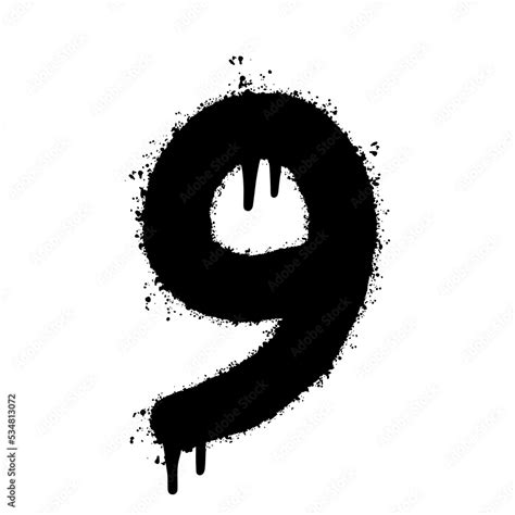 Spray Painted Graffiti number 9 Sprayed isolated with a white background. graffiti number nine ...