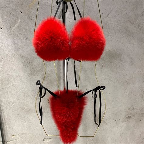 Natural Fur Bikini Women Real Fox Fur Bikini