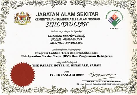 Certification Mifa Air Conditioning Sabah