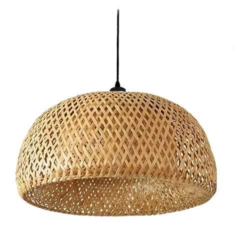 Pendente De Bambu Artesanal Fibra Natural 45 Cm Palha Nat23 Acende A Luz