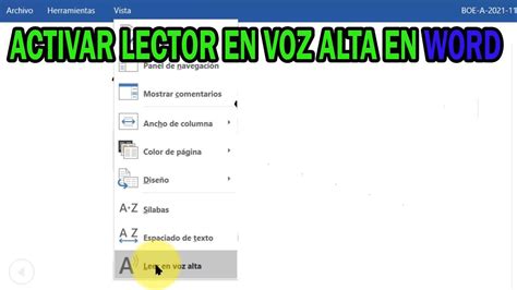 Como Activar La Lectura En VOZ ALTA De Word YouTube