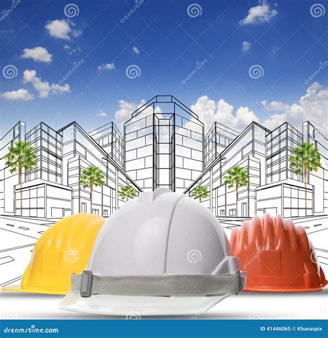 Three Color of Safety Construction Protective Helmet on White Ba Stock