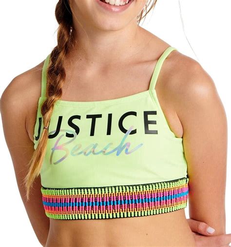 Justice Girls Swimsuit Tankini Bikini Swim Set L Xl Nwt Logo Pc Ebay