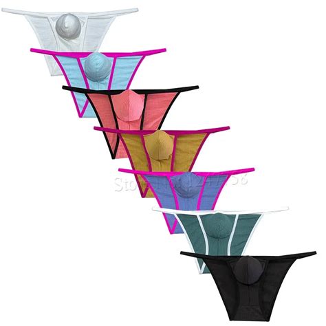 Sexy Men S Micro Bikini Skimpy Briefs Breathable Check Spandex Underwear Pouch Lingerie Pouch