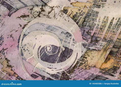 Spiral Fragment Hot Batik Background Texture Handmade On Silk Stock Illustration