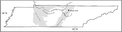 Location Of Study Sites Highland Rim Middle Tennessee Usa