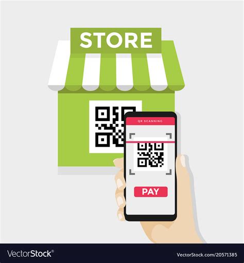 Mobile Scan Qr Code For Payment To Shopping Store Vector Image