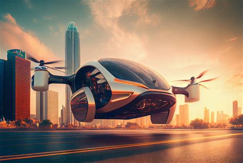 Premium Photo Futuristic Flying Car Future Of Urban Transportation