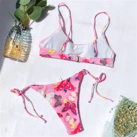 Fashion Butterfly Print Split Bikini Swimsuit On Luulla