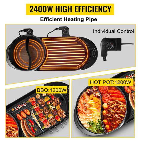 VEVOR 2 In 1 BBQ Pan Grill And Hot Pot With Divider Multifunctional Teppanyaki Grill Pot