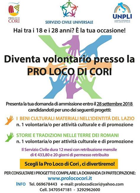 A Cori Torna Il Servizio Civile Bando Per Due Volontari