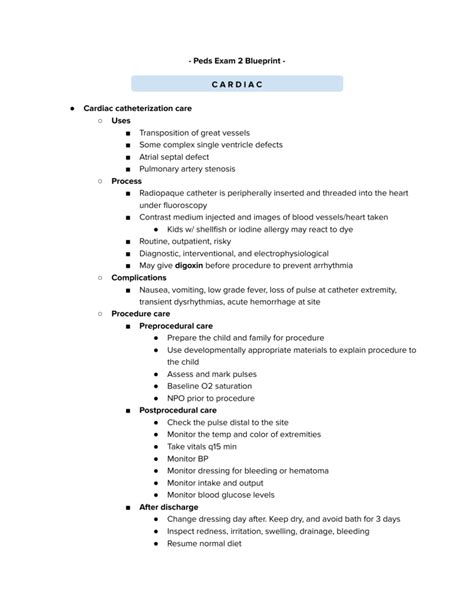 Peds Exam 2 Blueprint