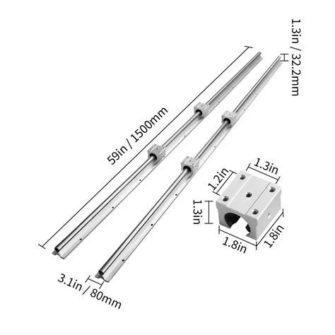 VEVOR Guida Scorrevole Lineare SBR16 Per Cassetti 2 Pezzi Lunghezza