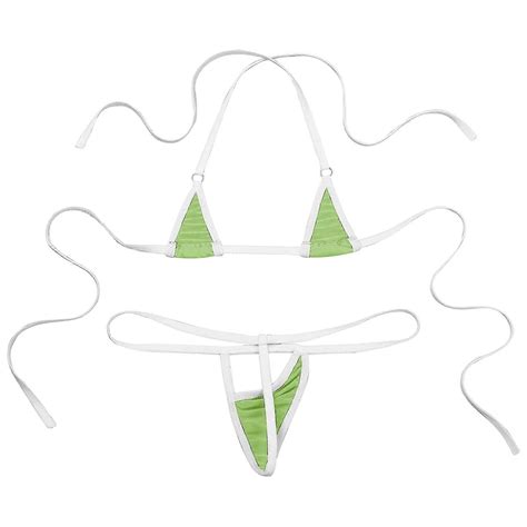 Women S Bikini Swimsuit Trendy Micro Bikinis Set Self Tie Halter Bra Top Low Rise Hollow Out G