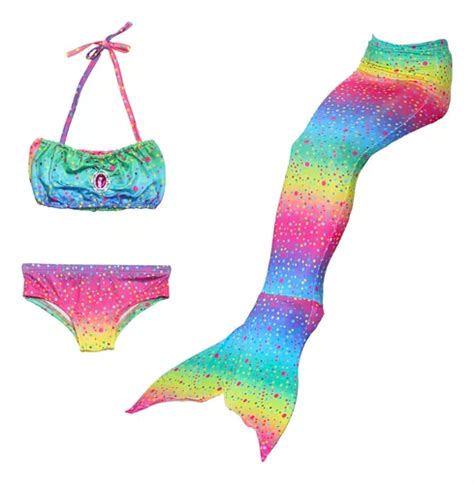 Set De Bikini De Playa Con Forma De Cola De Sirena Para Niña Meses sin interés