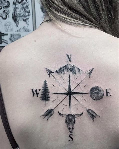 back-tattoo-west-north-east-south-mountain-moon-tree-skull-simple ...