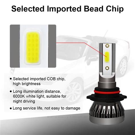 Buy Pair Cob H W Lm Led Car Headlight Kit Turbo Light Bulbs