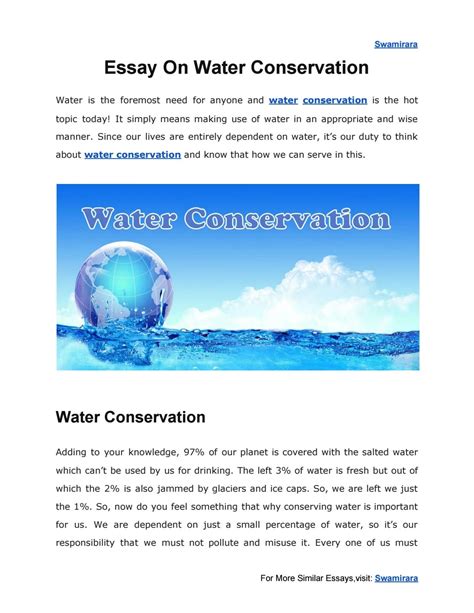 School Essay Importance Of Water Conservation Essay